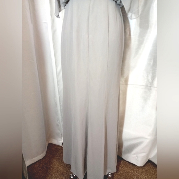 David's Bridal Evening Gown, Flutter Sleeves Zipper, Gray, open back, Long, 6 - Picture 12 of 14